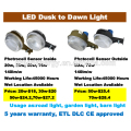 ETL DLC CE led dusk to dawn light sensor 20w 30w 50w 70w photocell sensor inside and outside